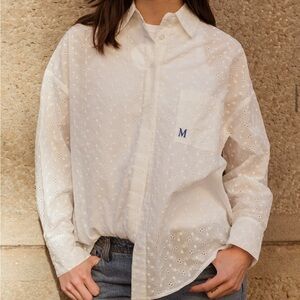 Manola Blanca Embroidered Button-up Pyjama Shirt
